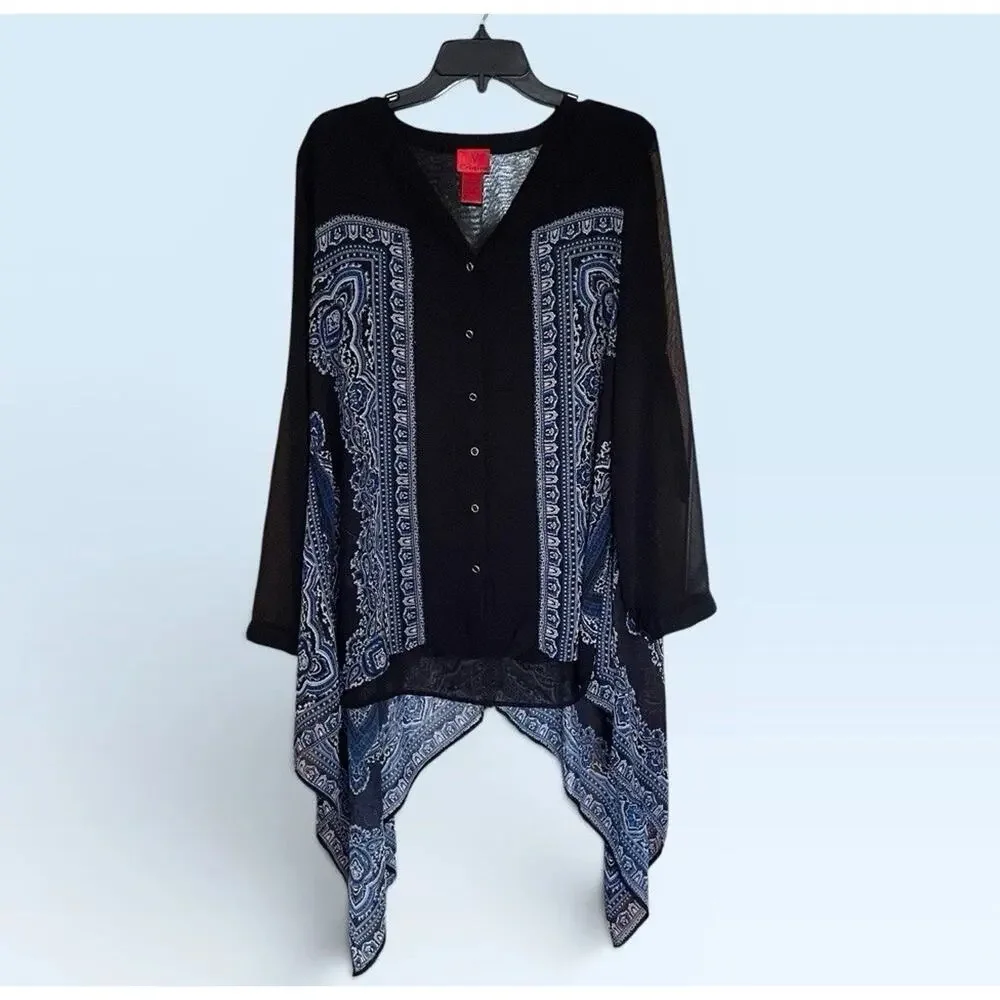3 Pcs.Summer Capsule Outfits White Capri Pants, Blue Red Tunic Tops Plus 16W 1X - Picture 13 of 15
